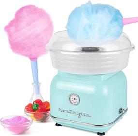 img 4 attached to 🍭 Nostalgia Classic Retro Countertop Cotton Candy Maker - Hard and Sugar Free, Aqua - Includes 2 Reusable Cones and Scoop