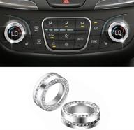 🚗 carfib for chevrolet chevy equinox: stylish bling accessories - 2 pack, zinc rhinestone silver, ac knobs decals stickers - interior decor for 2018-2021 men & women logo