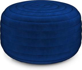 img 3 attached to 🔵 Contemporary Blue Velvet Vivienne Round Pouf - Upholstered Footstool/Footrest for Living Room & Family Room
