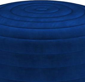 img 1 attached to 🔵 Contemporary Blue Velvet Vivienne Round Pouf - Upholstered Footstool/Footrest for Living Room & Family Room