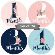 floral baby monthly stickers: newborn girl milestone stickers for baby girl growth logo