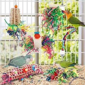 img 2 attached to 🦜 LovyocoCo Bird Toys - Bird Shredding Foraging Toys for Parakeets with Chewing Hanging Toy, Shredded Paper, Cage Accessories, Bird Rope Perch - Ideal for Conures, Cockatiels, Budgies, Lovebirds, Parrotlets