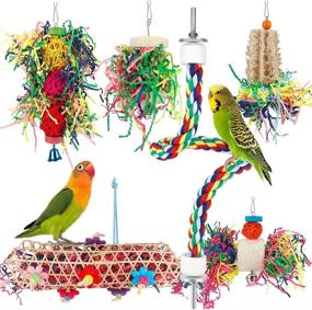 img 4 attached to 🦜 LovyocoCo Bird Toys - Bird Shredding Foraging Toys for Parakeets with Chewing Hanging Toy, Shredded Paper, Cage Accessories, Bird Rope Perch - Ideal for Conures, Cockatiels, Budgies, Lovebirds, Parrotlets