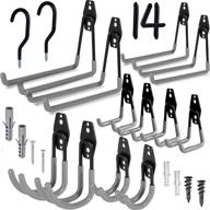 🔧 maximize garage space with 14-pack heavy duty steel wall mount utility hooks - organize ladders, bicycles, power tools & more! logo