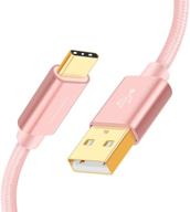 💪 short 6 inch usb c to usb cable - durable, fast charging, 3a, 480mbps data transfer - ideal for power bank, stylus pen, s21, s20, pixel, gopro hero - rose gold, 0.15m logo