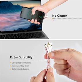 img 3 attached to 💪 Short 6 inch USB C to USB Cable - Durable, Fast Charging, 3A, 480Mbps Data Transfer - Ideal for Power Bank, Stylus Pen, S21, S20, Pixel, GoPro Hero - Rose Gold, 0.15m
