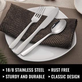 img 2 attached to 🍽️ Hiware 48-Piece Silverware Set for 8 with Steak Knives - High-Quality Stainless Steel Flatware Cutlery Set for Home Kitchen, Restaurant, or Hotel. Ultimate Kitchen Utensils Set, Mirror Polished and Dishwasher Safe