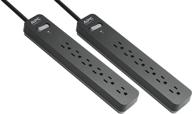 💡 apc black surge protector 2-pack: 6 outlet power strips with surge protection, 1080 joule, pe66dp logo