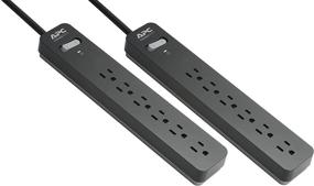 img 1 attached to 💡 APC Black Surge Protector 2-Pack: 6 Outlet Power Strips with Surge Protection, 1080 Joule, PE66DP