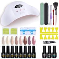 💅 ab gel gel nail polish starter kit with nail dryer | uv light nude color gel with no wipe base and top coat | manicure nail tools logo