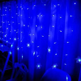 img 1 attached to Lainin 12ft/3.5M USB Powered 8 Modes Snowflake Curtain Night Light Icicle Fairy String Light, Ideal for Christmas Wedding Holiday Garden Indoor/Outdoor Party Decor - Blue