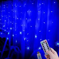 lainin 12ft/3.5m usb powered 8 modes snowflake curtain night light icicle fairy string light, ideal for christmas wedding holiday garden indoor/outdoor party decor - blue logo