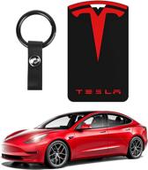 🔑 tesla key card holder keychain: sleek silicone key chain with logo pattern for model 3 & model y - a must-have car accessory logo