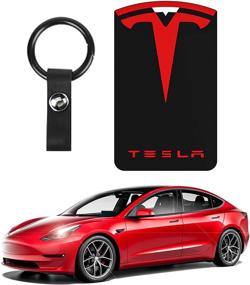 img 4 attached to 🔑 Tesla Key Card Holder Keychain: Sleek Silicone Key Chain with LOGO Pattern for Model 3 & Model Y - A Must-Have Car Accessory