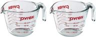 convenient pack of 2 pyrex prepware 1 cup measuring cups with red graphics for accurate measurements logo