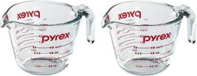 img 1 attached to Convenient Pack of 2 Pyrex Prepware 1 Cup Measuring Cups with Red Graphics for Accurate Measurements