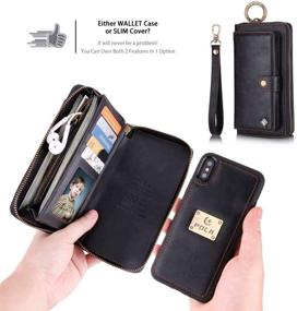 img 2 attached to 📱 Petocase iPhone XS Max Wallet Case – Stylish Multi-Functional PU Leather Clutch with 13 Card Slots and Cash Purse – Magnetic Detachable Wristlets – Full Protection for Apple iPhone 10S Max 6.5" – Black