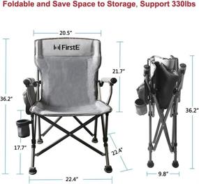 img 3 attached to 🪑 Portable Camping Chair - Durable Folding Chair with Soft Foam Pad, Cup Holder, and Side Pocket - Ideal Outdoor Chair for Camping, Beach, Fishing, Lawn, Picnic - Supports Up to 330lbs