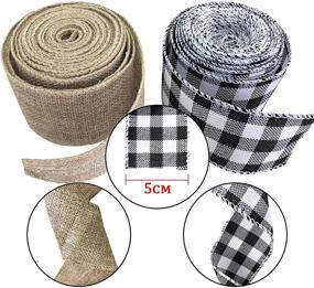 img 3 attached to 🎀 WHOMEAF Buffalo Plaid Burlap Ribbons - Decorative Plaid Wired Edge Ribbon Rolls for DIY Crafts, Home Decor, Holidays, and Floral Bow Making (6.7 Yards - Set of 2)