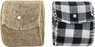 🎀 whomeaf buffalo plaid burlap ribbons - decorative plaid wired edge ribbon rolls for diy crafts, home decor, holidays, and floral bow making (6.7 yards - set of 2) logo