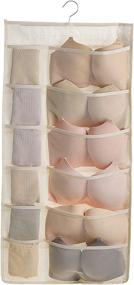 img 3 attached to 👙 Beige Bra and Underwear Hanging Storage Organizer with Mesh Pockets - Dual-Sided Wall Shelves Space Saver Bag for Socks, Underpants, and More - Drawer Closet Clothes Rack (12+18 Pockets)