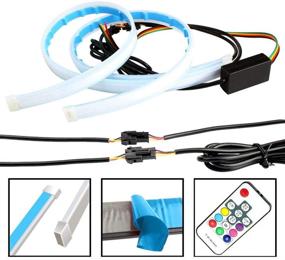 img 3 attached to Flexible Car Led Light Strip DIBMS 24 Inches 60Cm LED Multi Color Daytime Running Lights RGB Kit For Car Switchback Headlight Decorative Lamp Kits Turn Signal Tube Lights With Remote Control
