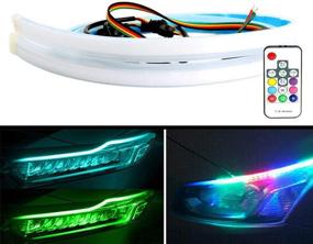 img 4 attached to Flexible Car Led Light Strip DIBMS 24 Inches 60Cm LED Multi Color Daytime Running Lights RGB Kit For Car Switchback Headlight Decorative Lamp Kits Turn Signal Tube Lights With Remote Control