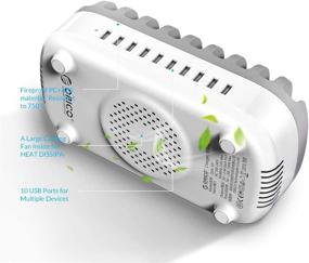 img 1 attached to 🔌 Зарядная станция ORICO 120W: 10 USB-портов с быстрой зарядкой, короткие смешанные кабели и органайзер для нескольких устройств - белый