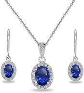 💎 sterling silver gemstone oval halo set - necklace & leverback earrings: genuine, created or simulated logo