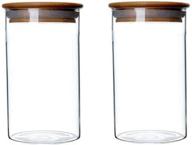 🍶 350ml/11.7oz clear glass canister with airtight wooden lid for food storage - ideal for coffee beans, loose leaf tea, sugar, cookies, dry fruits, nuts, and candies логотип