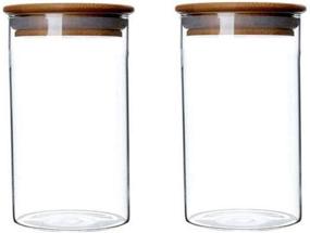 img 2 attached to 🍶 350ML/11.7oz Clear Glass Canister with Airtight Wooden Lid for Food Storage - Ideal for Coffee Beans, Loose Leaf Tea, Sugar, Cookies, Dry Fruits, Nuts, and Candies