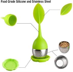 img 2 attached to ☕ Silicone Handle Tea Infuser: Stainless Steel Strainer with Leaf Shape for Tea Cups, Mugs, Teapots (Random Color)