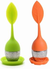 img 4 attached to ☕ Silicone Handle Tea Infuser: Stainless Steel Strainer with Leaf Shape for Tea Cups, Mugs, Teapots (Random Color)