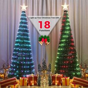 img 2 attached to 🎄 Joomer 6-футовая искусственная складная рождественская елка с 314 светодиодными лампочками для изменения цвета, пультом дистанционного управления и таймером: Покупайте сейчас!