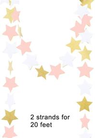 img 1 attached to 🌟 MOWO Paper Garland Twinkle Star Pink Gold Glitter and White Circle Decoration - Stunning 20 Feet Long 2pc Set!