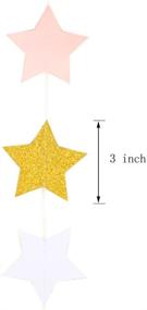 img 2 attached to 🌟 MOWO бумажная гирлянда Twinkle Star розового золота с блестками и белыми круглыми украшениями - впечатляющий комплект из 2 штук длиной 20 футов!