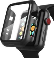 📱 пзоз слим гард кейс с защитным экраном для apple watch series 2/3 - полное покрытие краев, матовый черный - женские/мужские аксессуары gps логотип