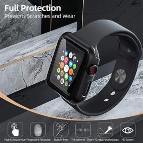 img 2 attached to 📱 Пзоз Слим Гард Кейс с защитным экраном для Apple Watch Series 2/3 - полное покрытие краев, матовый черный - женские/мужские аксессуары GPS