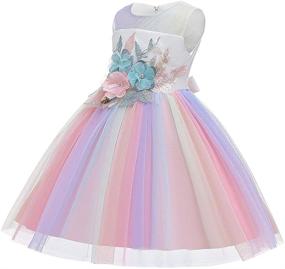 img 2 attached to 👗 VEOAY Lace Satin Flower Girl Dress: Elegant Pearl and 3D Flower Pageant Dress for Weddings and Birthdays (3T-10T)