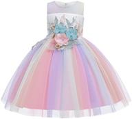 👗 veoay lace satin flower girl dress: elegant pearl and 3d flower pageant dress for weddings and birthdays (3t-10t) logo