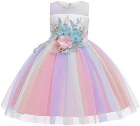 img 4 attached to 👗 VEOAY Lace Satin Flower Girl Dress: Elegant Pearl and 3D Flower Pageant Dress for Weddings and Birthdays (3T-10T)