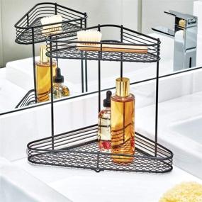 img 3 attached to 🛍️ Multi-Purpose Metal Wire Vanity Caddy with 2-Tier Baskets - Ideal for Countertops, Desks, Dressers, Bathrooms - Set of 1, Corner Shelf