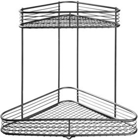 img 1 attached to 🛍️ Multi-Purpose Metal Wire Vanity Caddy with 2-Tier Baskets - Ideal for Countertops, Desks, Dressers, Bathrooms - Set of 1, Corner Shelf