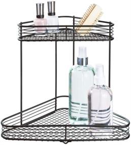 img 4 attached to 🛍️ Multi-Purpose Metal Wire Vanity Caddy with 2-Tier Baskets - Ideal for Countertops, Desks, Dressers, Bathrooms - Set of 1, Corner Shelf