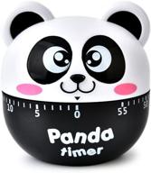 🐼 compact cartoon panda machinery timer: 60 minutes mechanical kitchen cooking timer clock with loud alarm, manual countdown timer, kitchen utensil (black) logo