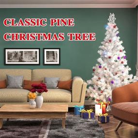 img 1 attached to 🎄 Premium 7ft White Christmas Tree: Hinged Artificial Pine with Solid Metal Stand, Indoor/Outdoor, 1000 Tips & 100pc Ornaments - Fits Perfectly for Your Holidays!