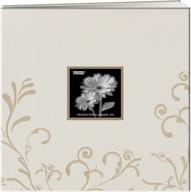 📔 pioneer 12x12 scroll embroidery memorybook ivory: postbound fabric album with window logo