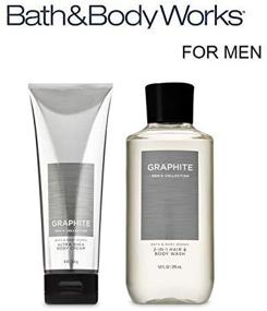 img 2 attached to Graphite for Men Ultra Shea Body Cream and 2-in-1 Hair 🧴 + Body Wash Gift Set by Bath and Body Works - Full Size