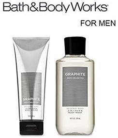 img 4 attached to Graphite for Men Ultra Shea Body Cream and 2-in-1 Hair 🧴 + Body Wash Gift Set by Bath and Body Works - Full Size