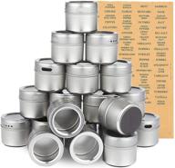 organize your spice collection with 20 magnetic spice containers – clear tins with 3.4 oz capacity, including 94 labels! logo